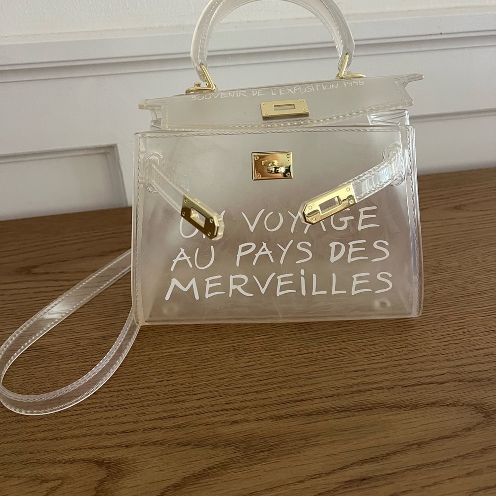 Transparent Handbag with Gold Accents